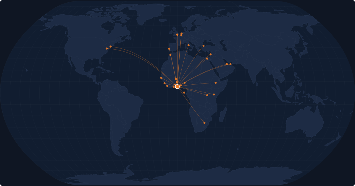 Nonstop route network at Accra (ACC)