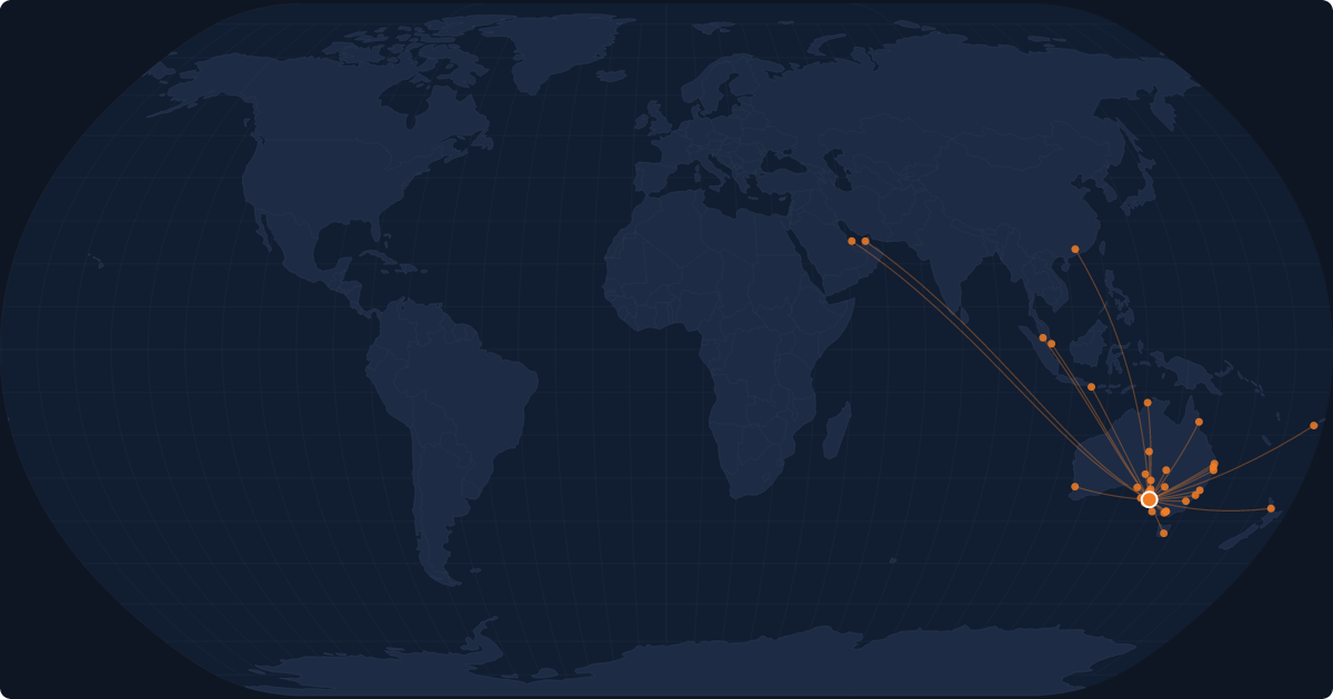 Nonstop route network at Adelaide (ADL)
