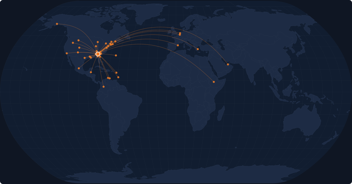 Nonstop route network at Atlanta (ATL)