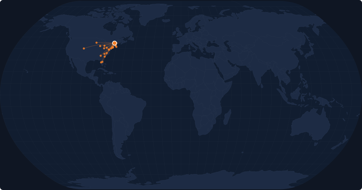 Nonstop route network at Burlington (BTV)