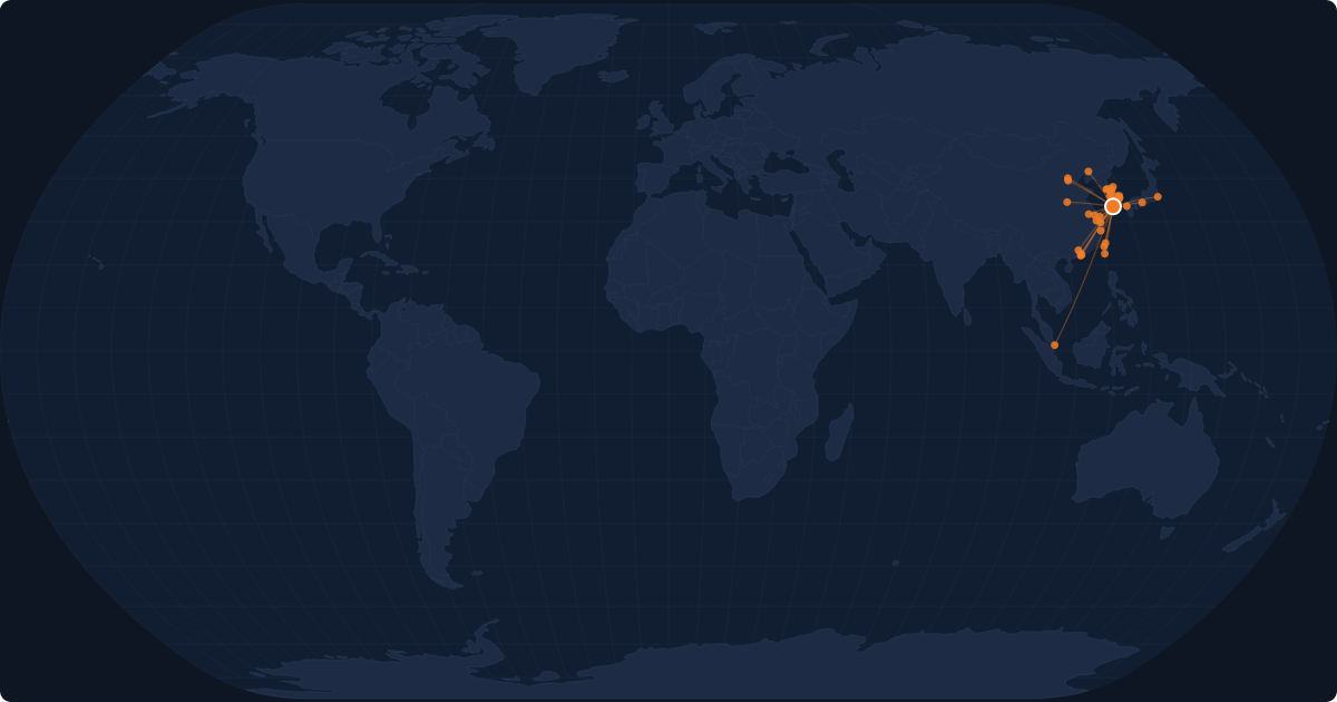 Nonstop route network at Jeju City (CJU)
