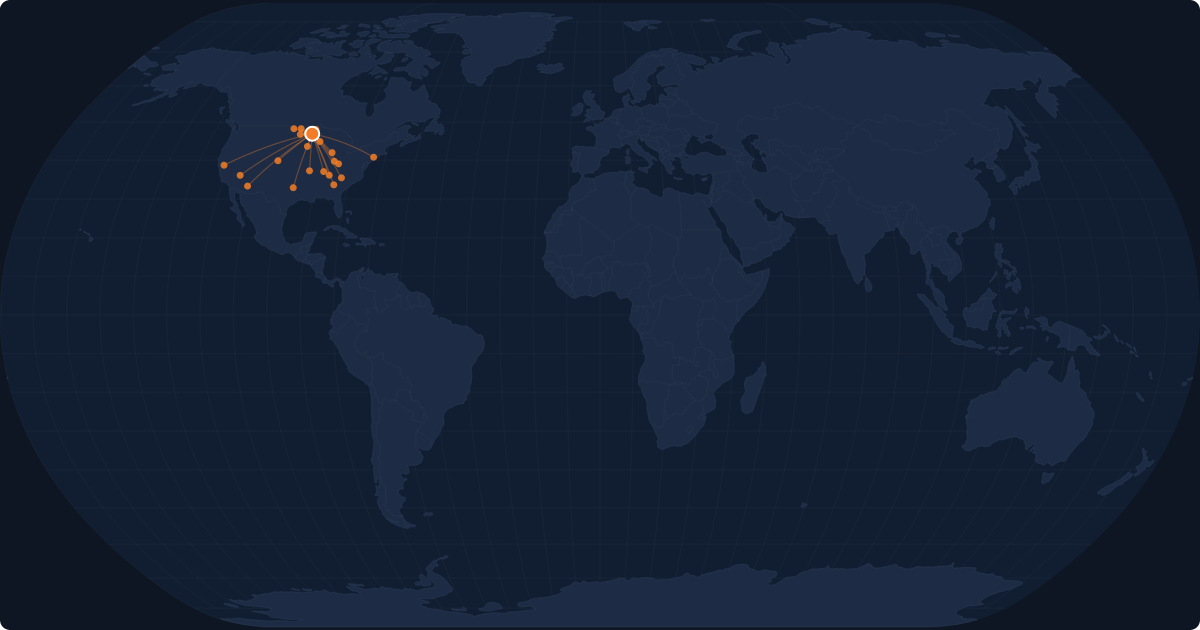 Nonstop route network at Fargo (FAR)