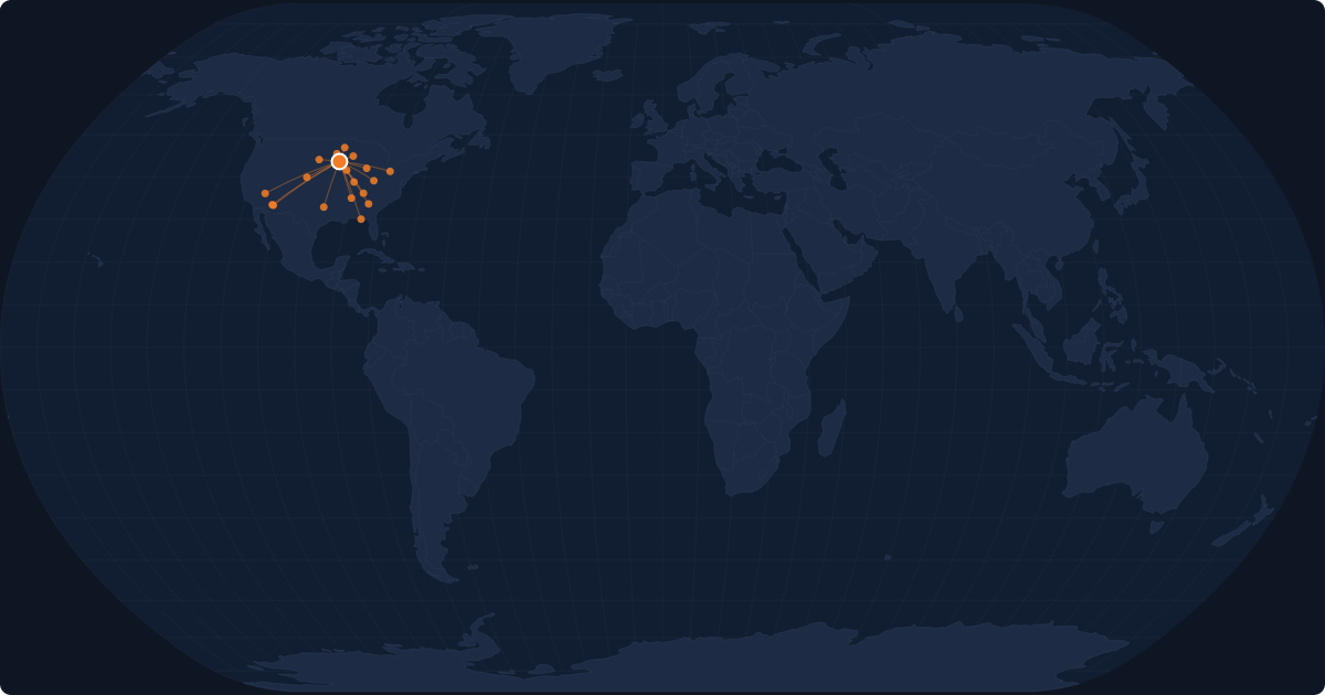 Nonstop route network at Sioux Falls (FSD)
