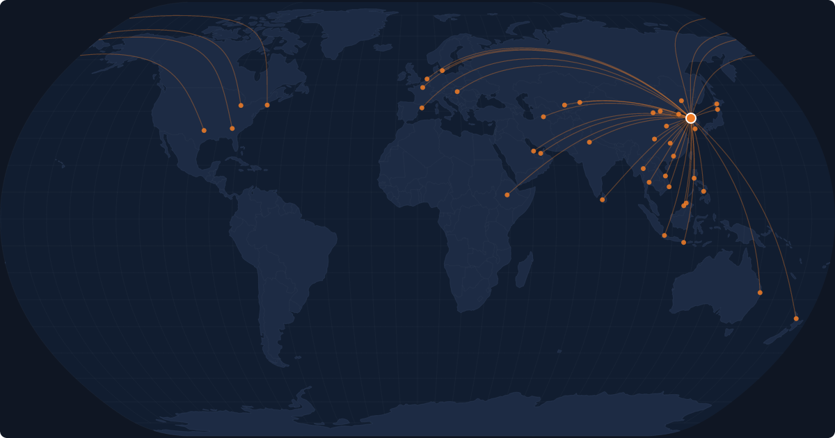 Nonstop route network at Seoul (ICN)