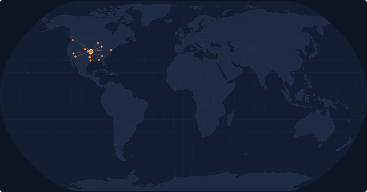 Nonstop route network at Wichita (ICT)