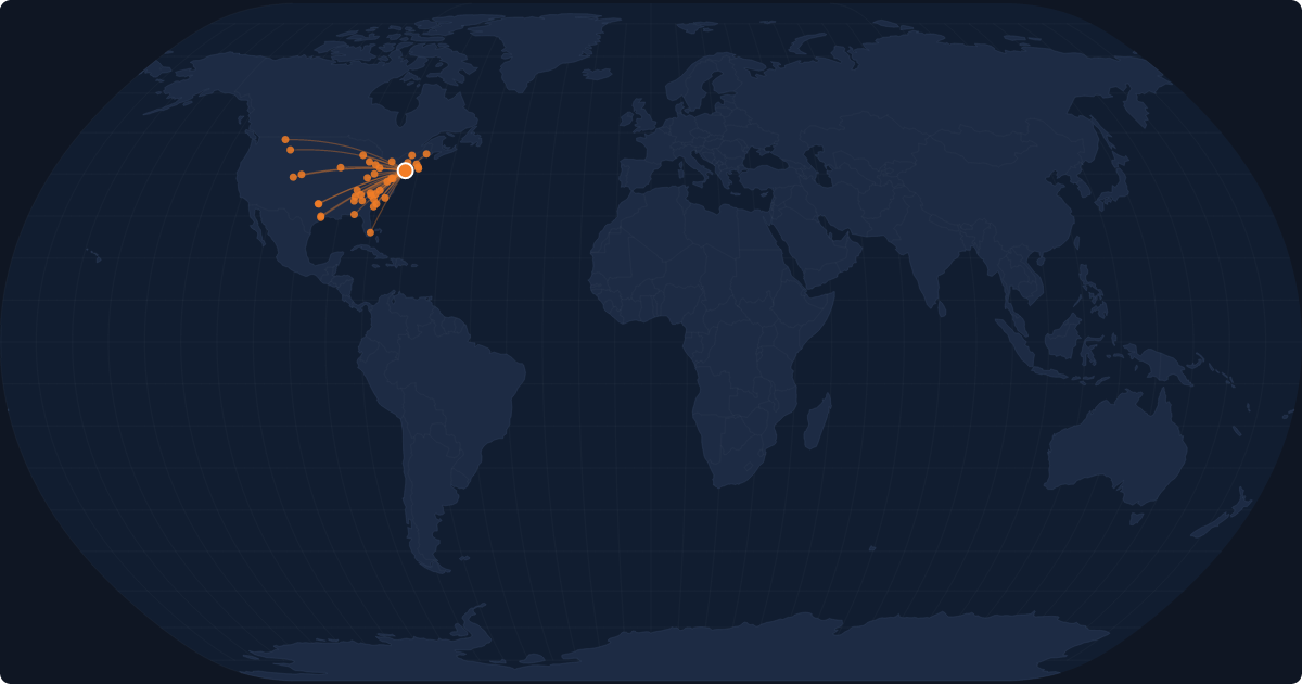 Nonstop route network at New York (LGA)