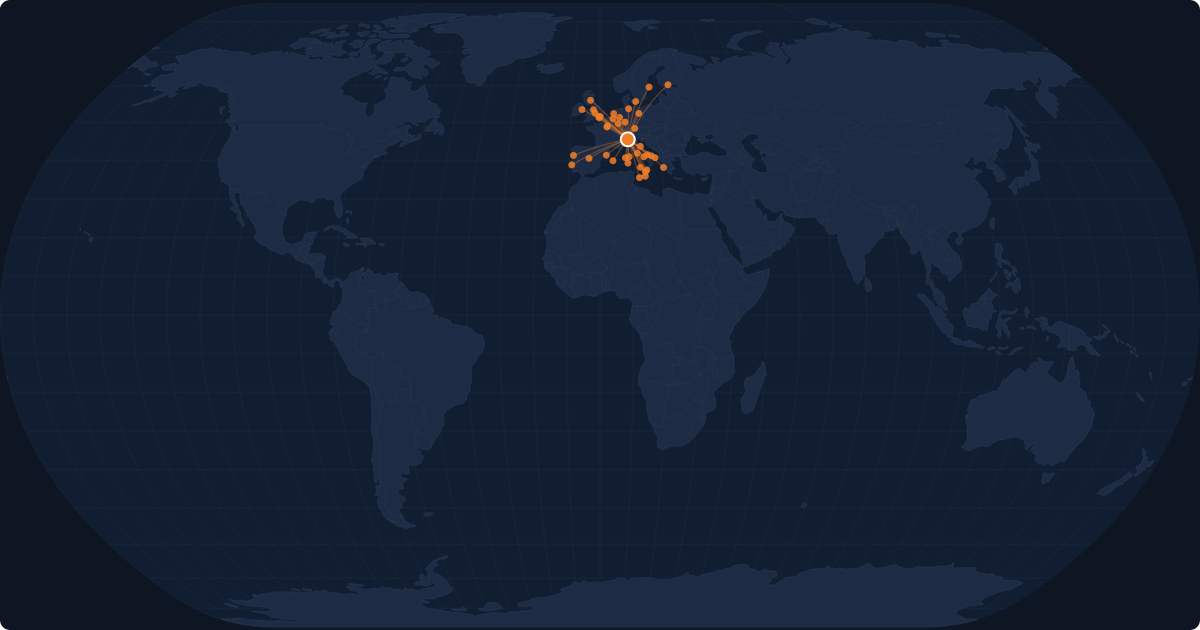 Nonstop route network at Milan (LIN)