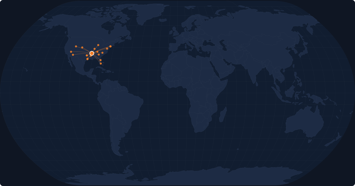 Nonstop route network at Little Rock (LIT)
