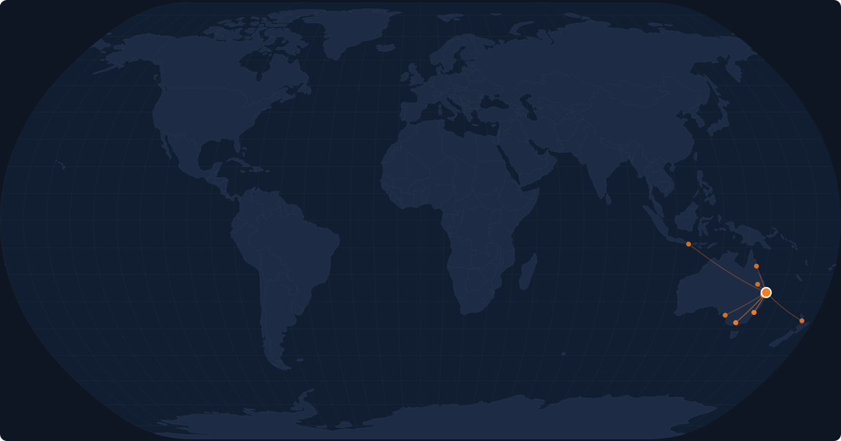 Nonstop route network at Sunshine Coast (MCY)