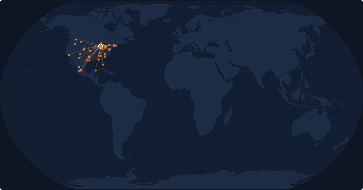 Nonstop route network at Chicago (MDW)