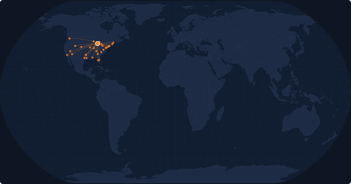 Nonstop route network at Milwaukee (MKE)