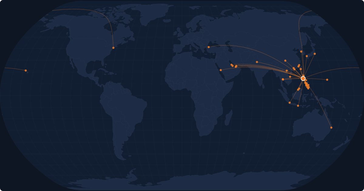 Nonstop route network at Manila (MNL)