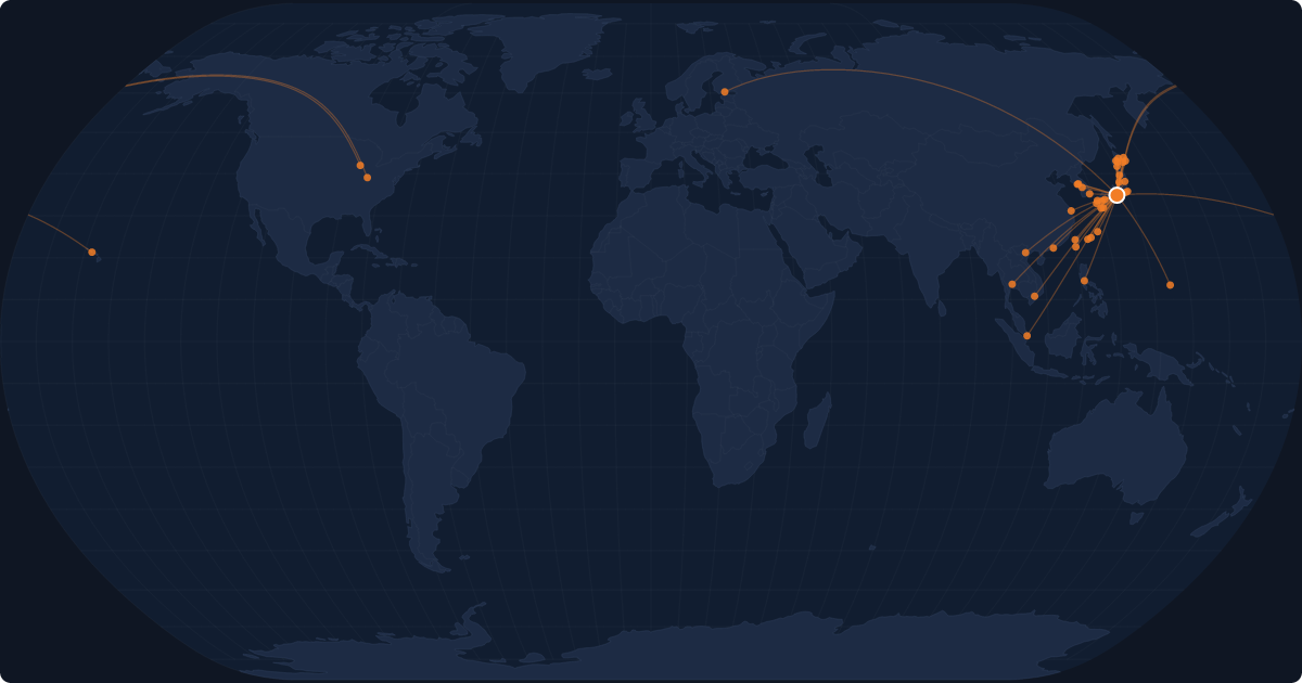 Nonstop route network at Nagoya (NGO)