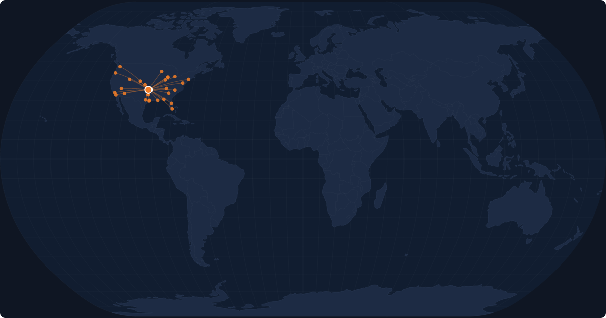 Nonstop route network at Oklahoma City (OKC)