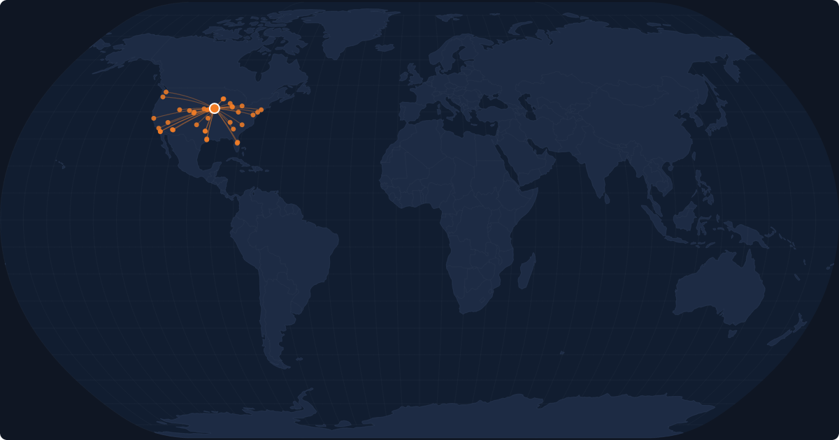 Nonstop route network at Omaha (OMA)