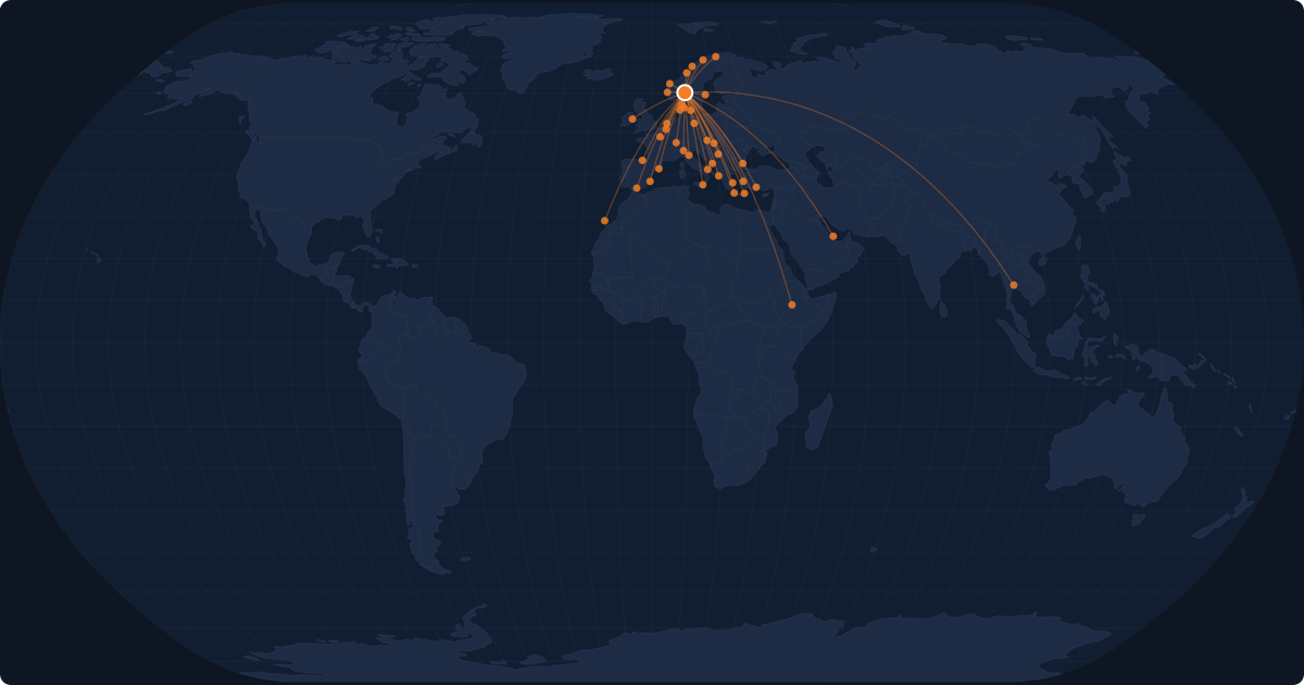 Nonstop route network at Oslo (OSL)