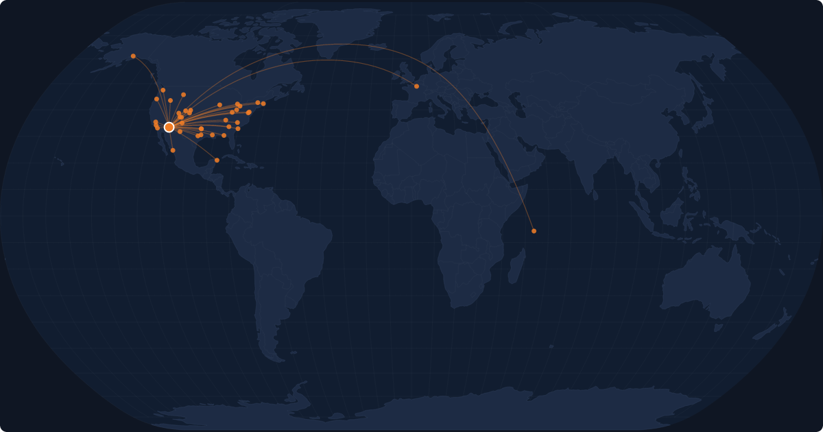 Nonstop route network at Phoenix (PHX)
