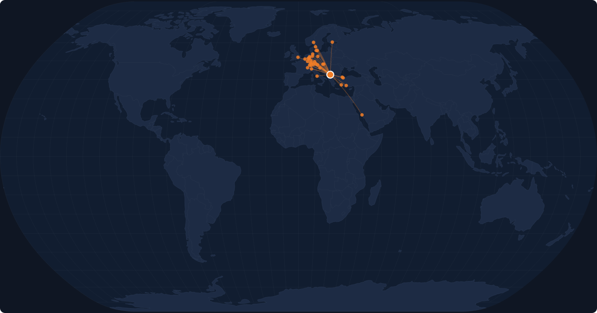Nonstop route network at Prishtina (PRN)