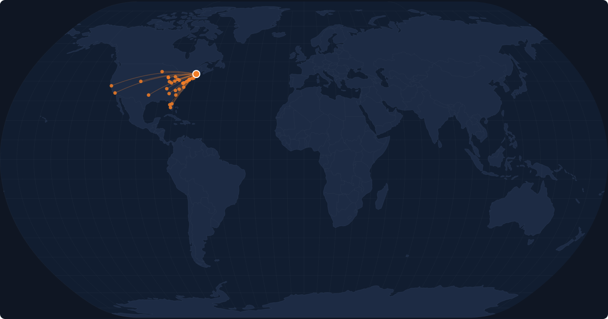 Nonstop route network at Portland (PWM)