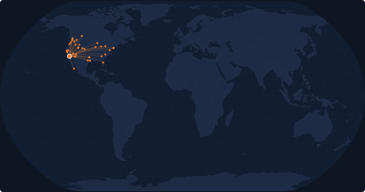 Nonstop route network at Santa Ana (SNA)