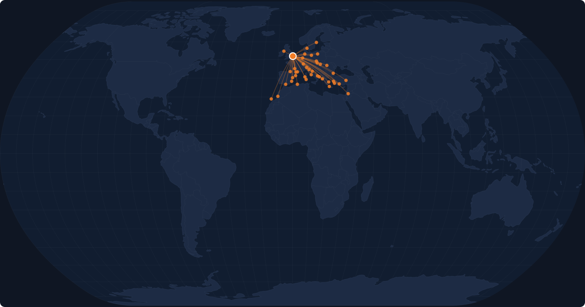 Nonstop route network at London (STN)