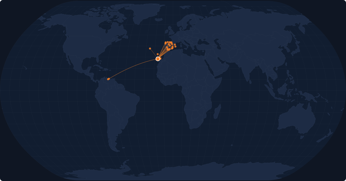 Nonstop route network at Tenerife (TFN)
