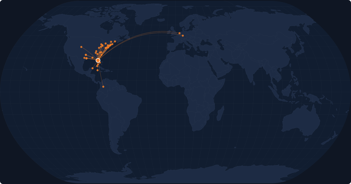 Nonstop route network at Tampa (TPA)