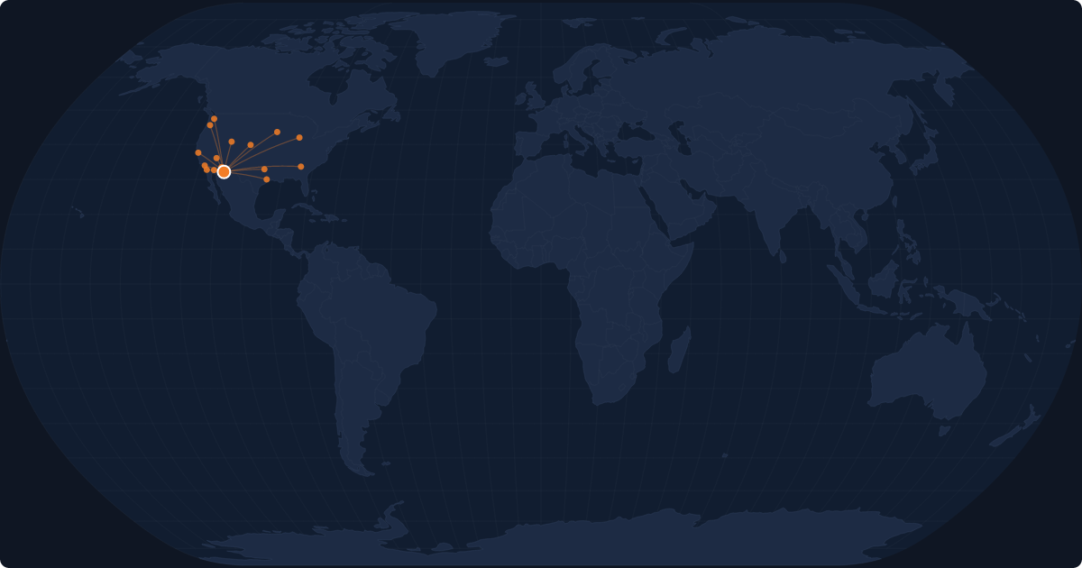 Nonstop route network at Tucson (TUS)