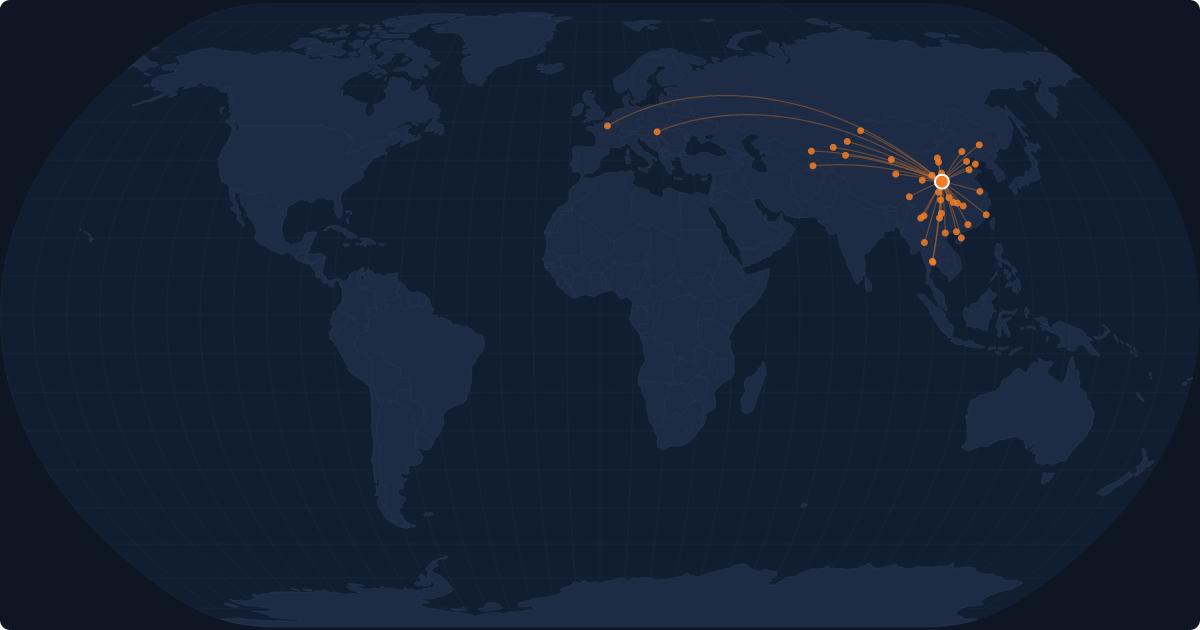 Nonstop route network at Xi'an (XIY)
