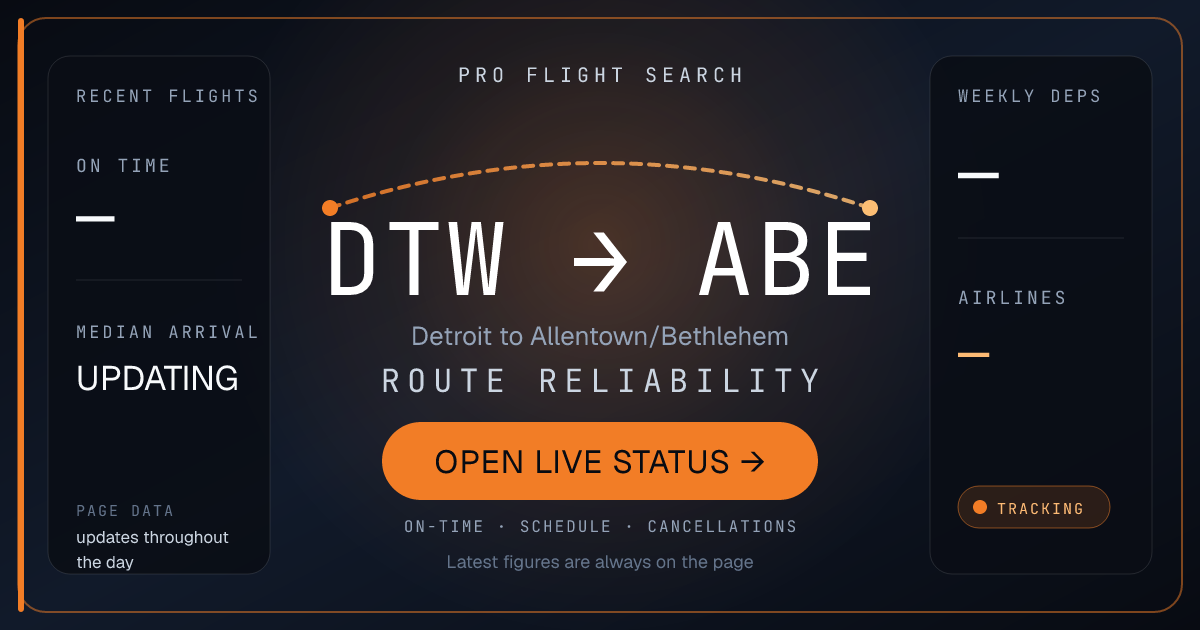 Nonstop Flights from Detroit (DTW) to Allentown/Bethlehem (ABE)
